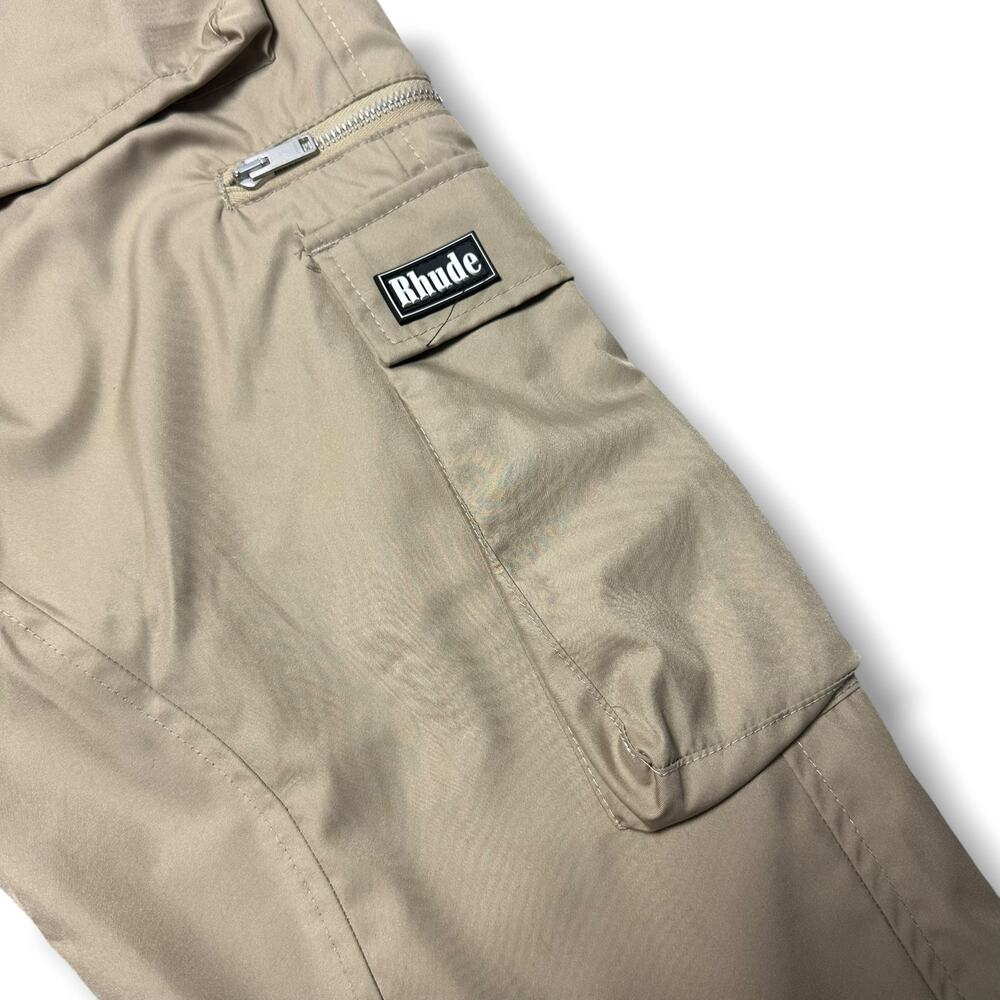 Rhude Pre-Fall 2022 Cargo Pants Khaki Beige Nylon Drawstring Utility Jogger Sz M - Picture 3 of 11